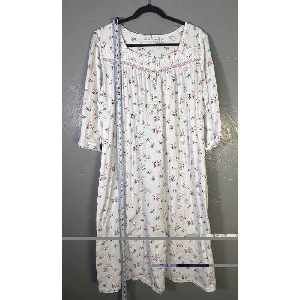 Eileen West rose bouquet nightgown  delicate floral Pattern XL 100% Cotton - Picture 3 of 10